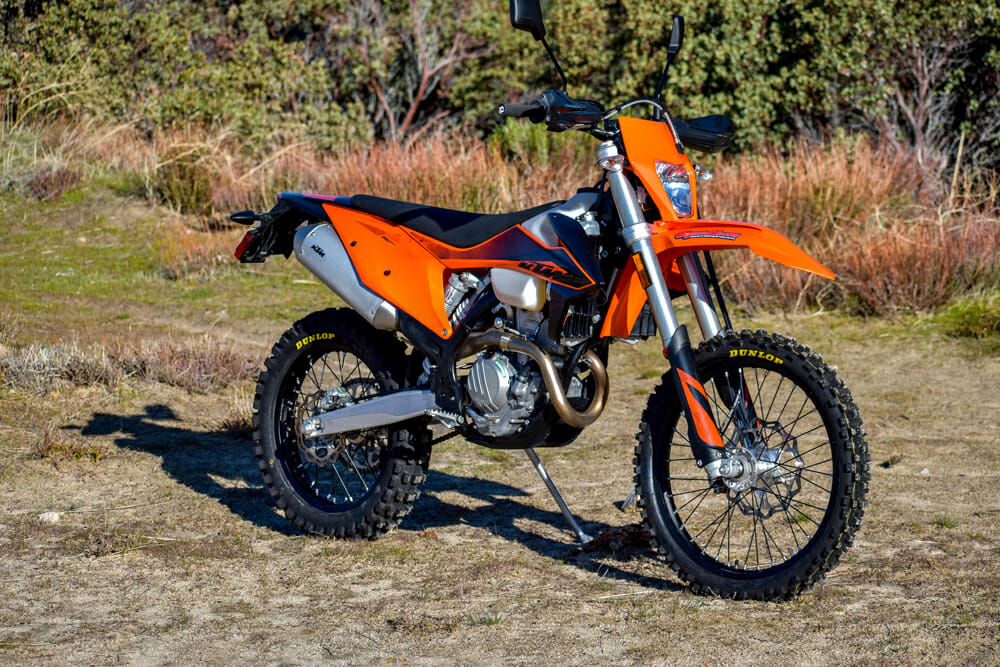 The 2020 KTM 350 EXC-F is an XCF-W with a license plate and all of the necessities that make street-riding it legal.