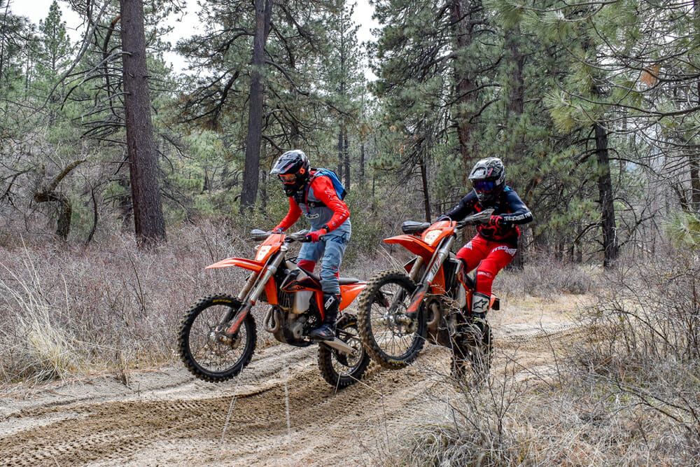 Visually, it’s hard to tell the 2020 KTM 350 EXC-F and 2020 KTM 350 XCF-W apart.