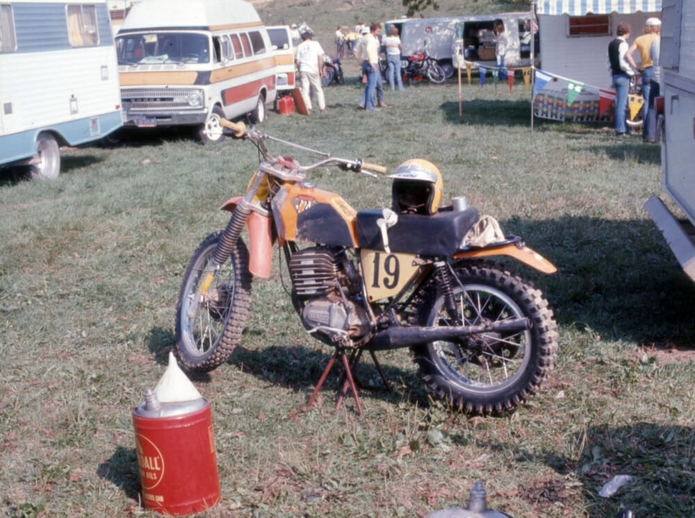 Jim’s Maico in the pits at Mid-Ohio. A factory racer, this is not.