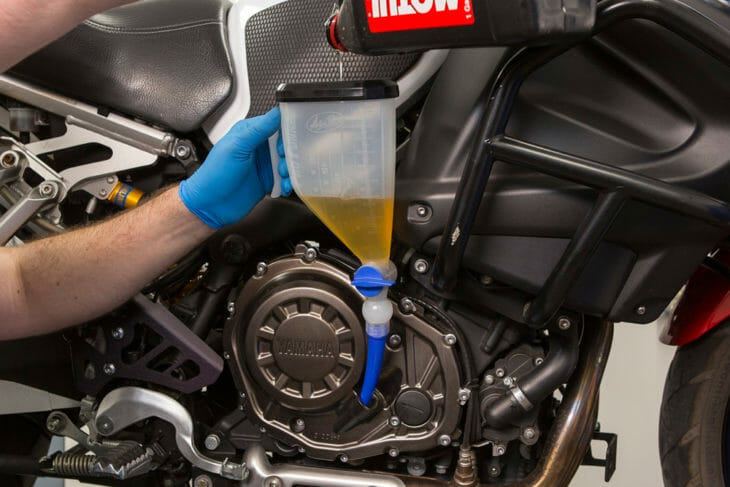 Motion Pro’s Pro Funnel has a capacity of one liter and is made with an integrated shut-off valve so dispensing of liquids can be stopped or metered out.