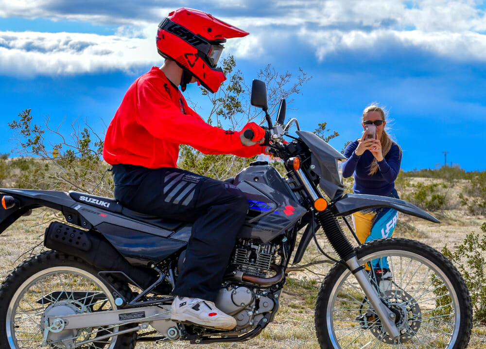 Shawna is proud of her son Landon learning to ride a motorcycle.