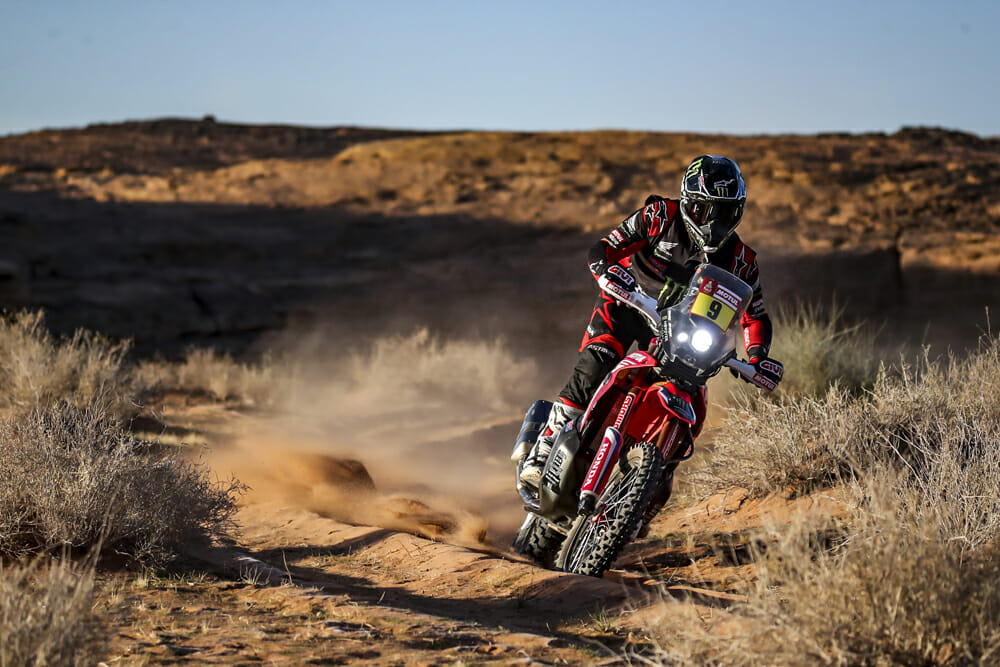 Ricky Brabec makes his way through the Saudi Arabian backcountry on stage five of the 2020 Dakar.
