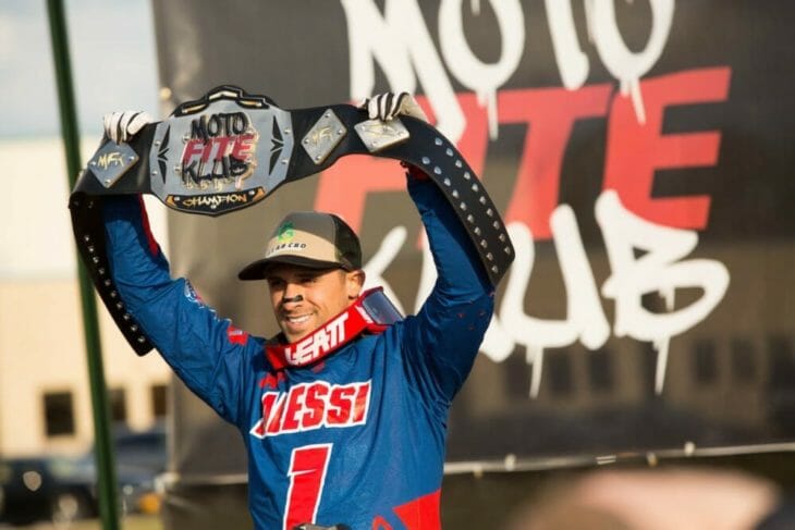 2020 Moto Fite Klub Alessi podium with winners belt - Photo by Willie Browning