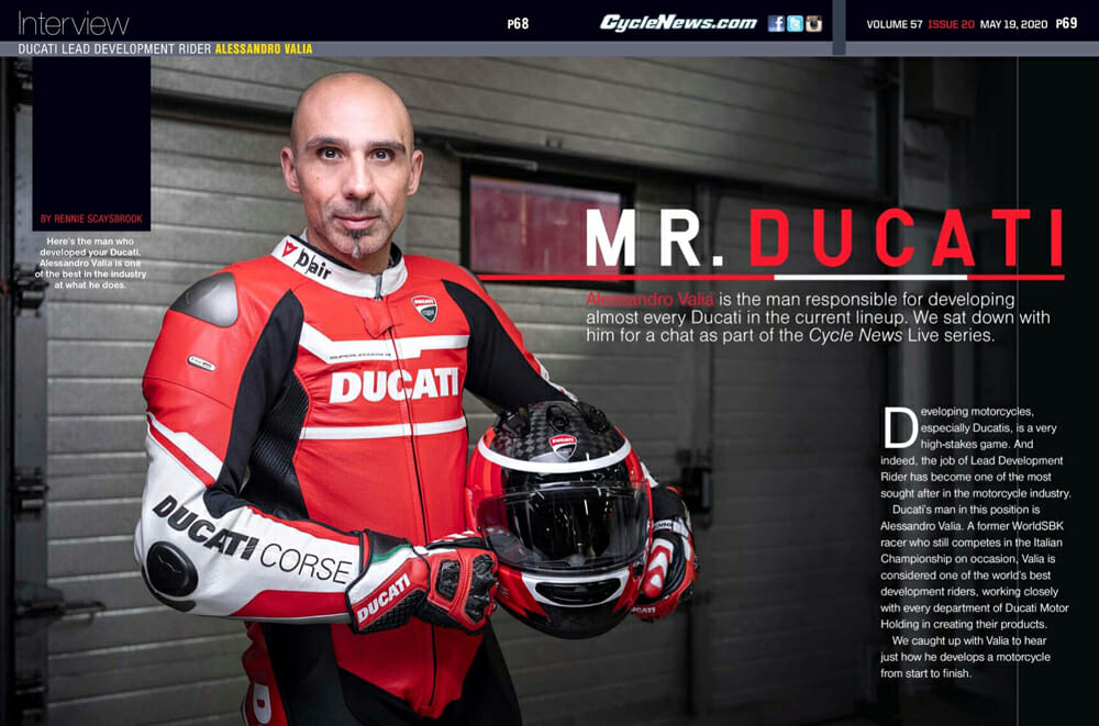  Alessandro Valia is the man responsible for developing almost every Ducati in the current lineup. We sat down with him for a chat as part of the Cycle News Live series