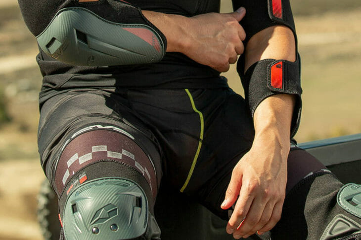The Option Air Knee and Elbow Pads from EVS Sports use Trac Grip and Flyte Liner.