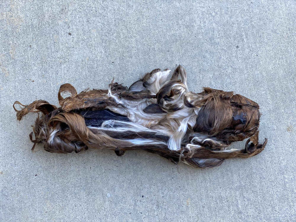 Muffler repacking material This is an example of some mildly used packing materials and even this shows signs of heat and moisture damage.