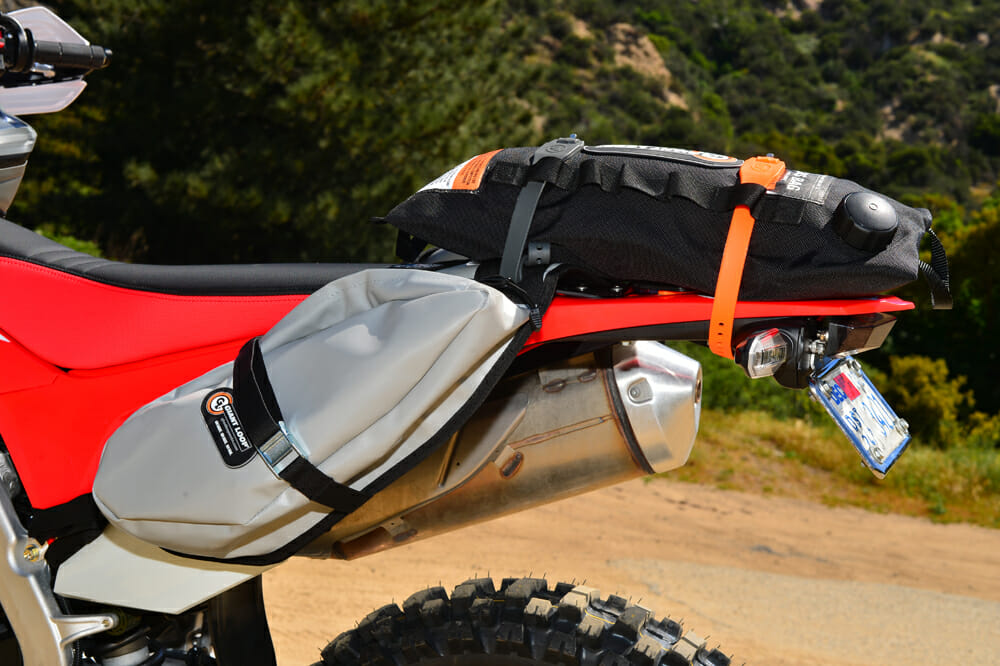 2020 Honda CRF450L project bike with Giant Loop luggage.