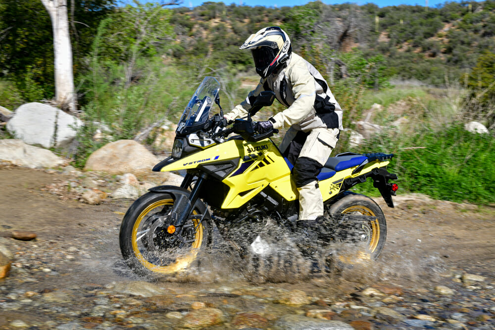 The 2020 Suzuki V-Strom 1050XT’s calling is the pavement, but it doesn’t mind some light-duty off-roading every now and then.