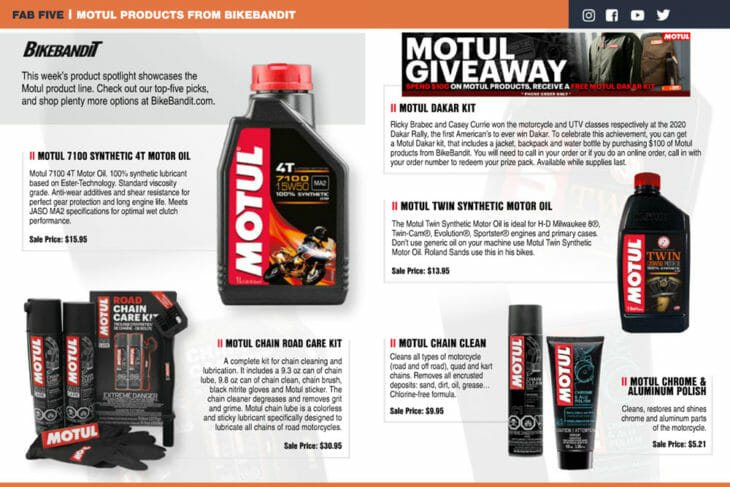 BikeBandit Top Five Motul Products magazine spread