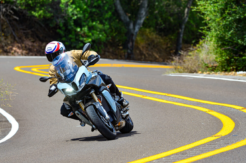 Riding the 2020 BMW S 1000 XR in the twisty canyon roads.