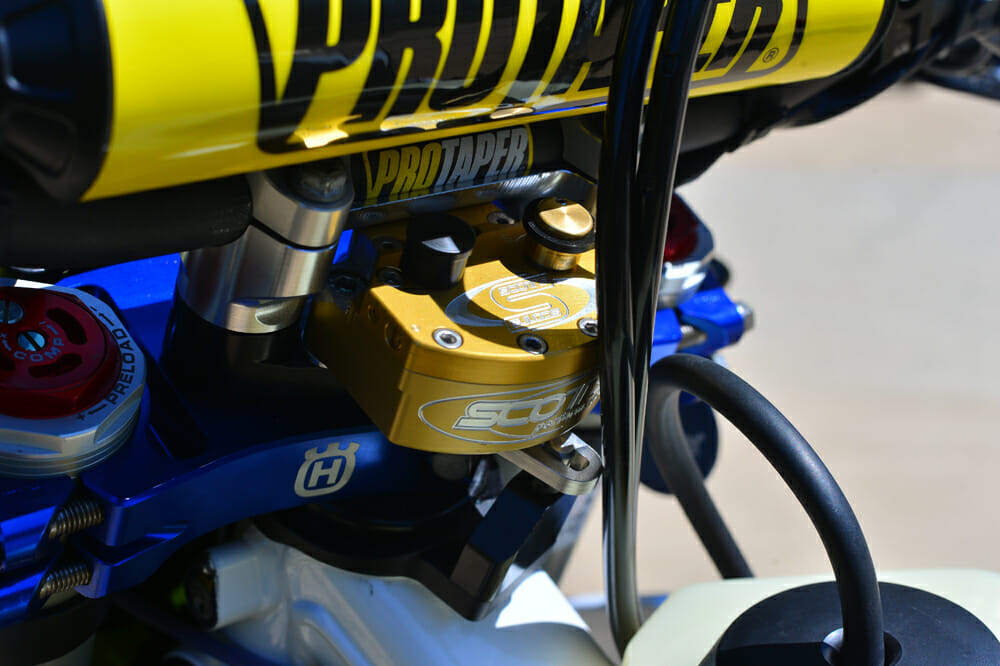 Scott’s stabilizer on the 2020 Husqvarna FE 501S Project bike.