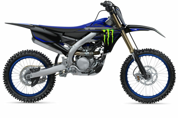 The 2021 Yamaha YZ250F in the new Monster Energy Yamaha Racing Edition graphics.