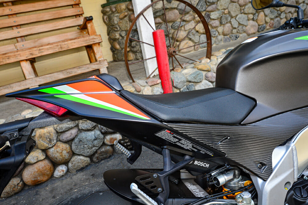 2020 Aprilia Tuono 1100 Factory seat.