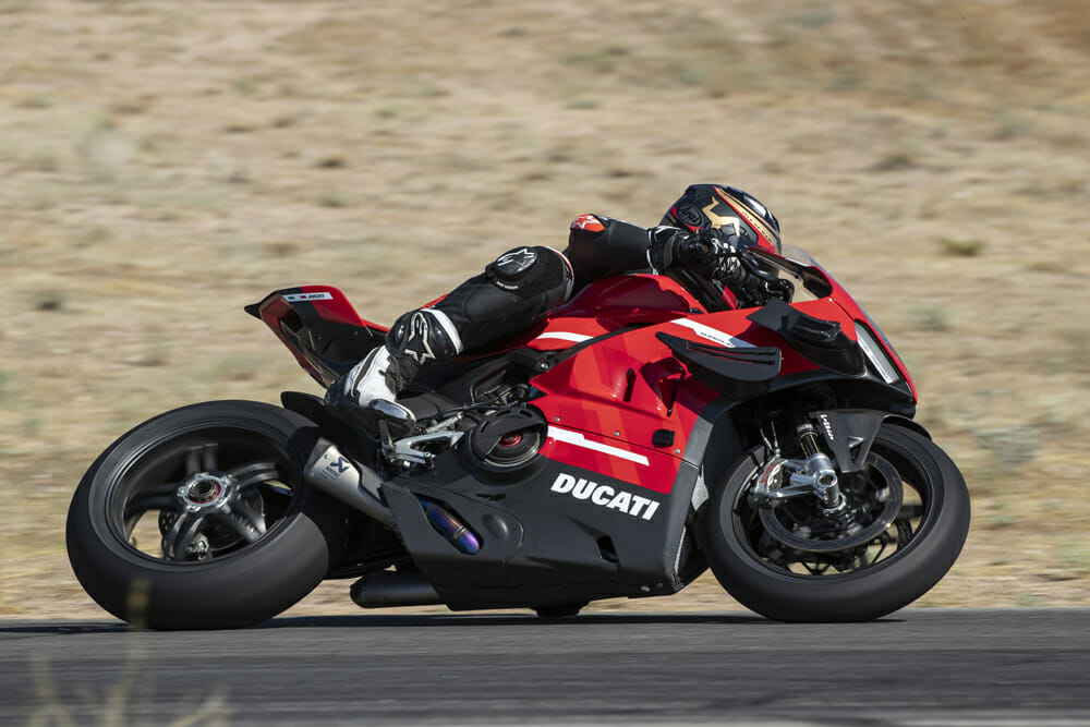 The right side of the 2020 Ducati Superleggera V4.