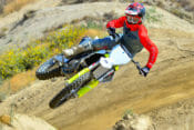 Cycle News test rider jumping the 2021 Husqvarna FC 450.