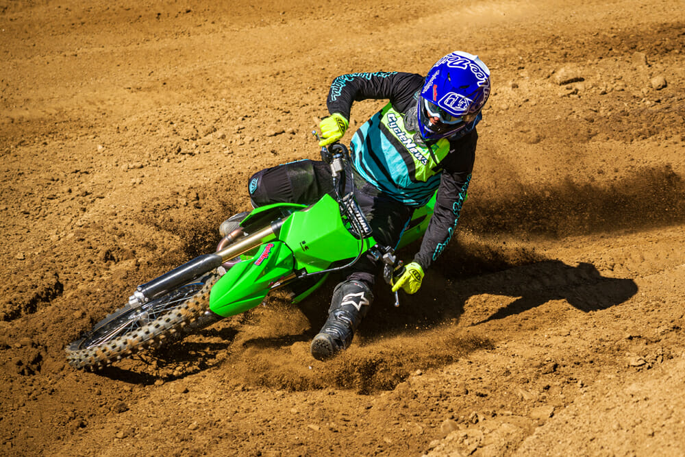 The 2021 Kawasaki KX450 has a Renthal Fatbar.