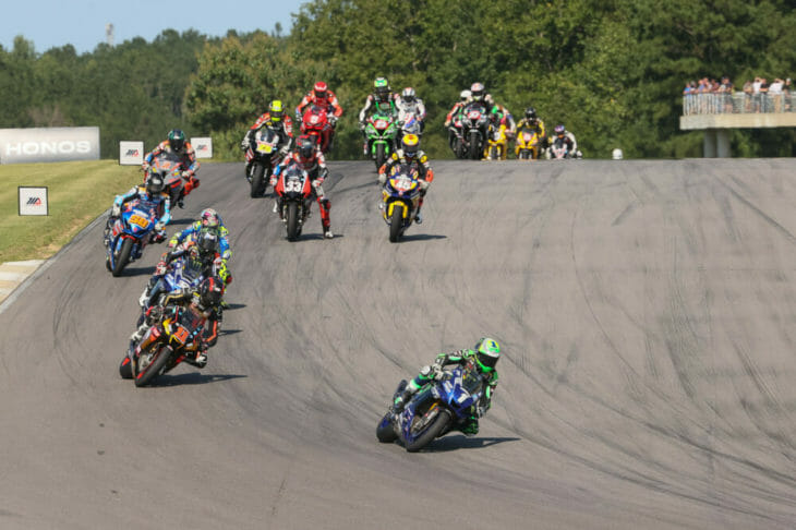 2020 Barber Motorsports Park MotoAmerica Results Sunday Superbike Cameron Beaubier Leading Pack Action