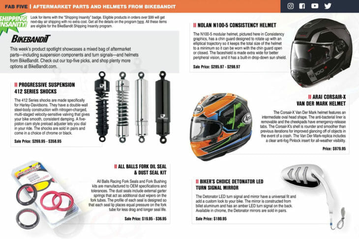 Aftermarket parts and helmets from BikeBandit