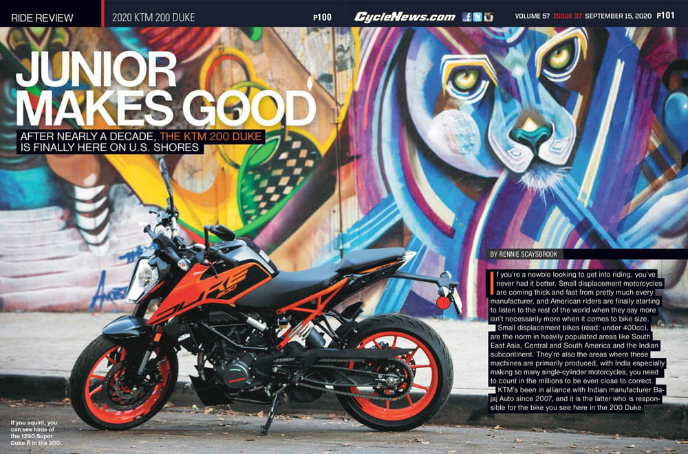 Cycle News 2020 KTM 200 Duke Review