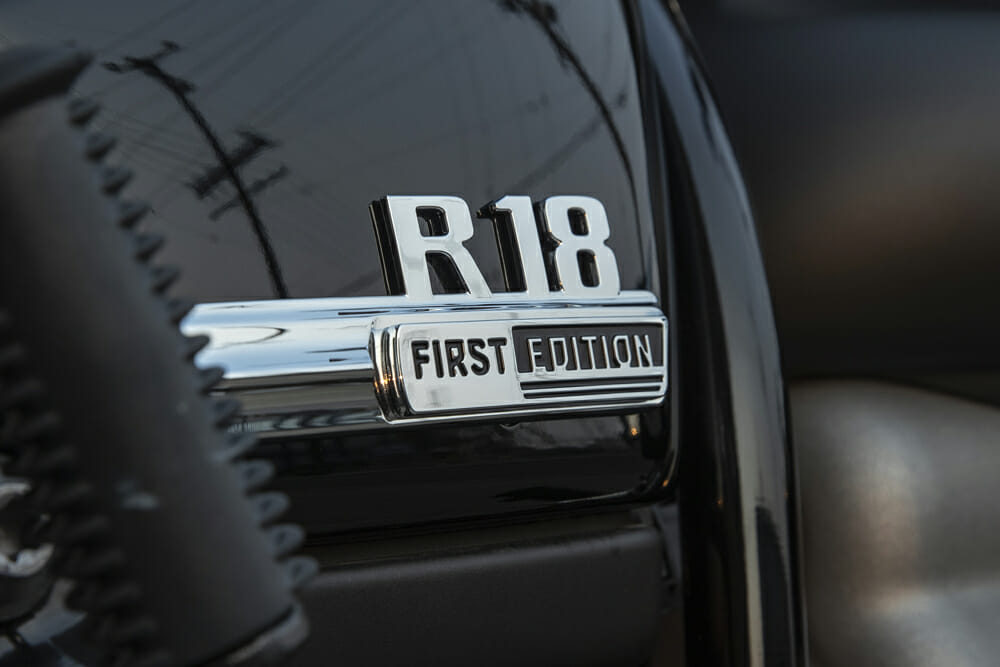 Close up of the 2021 BMW R 18 First Edition