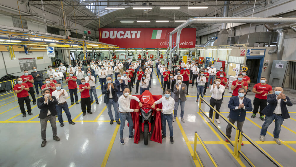 Ducati Multistrada V4 with radar technology development team
