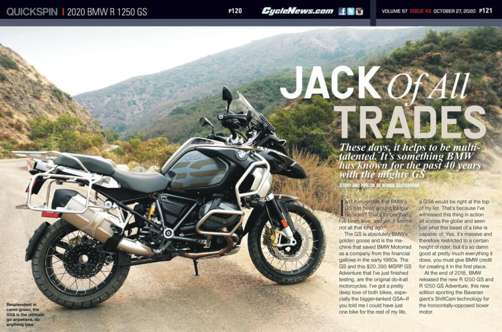 Cycle News 2020 BMW R 1250 GS Review