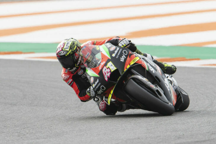 Joe Roberts Aprilia MotoGP podium Aleix Espargaro