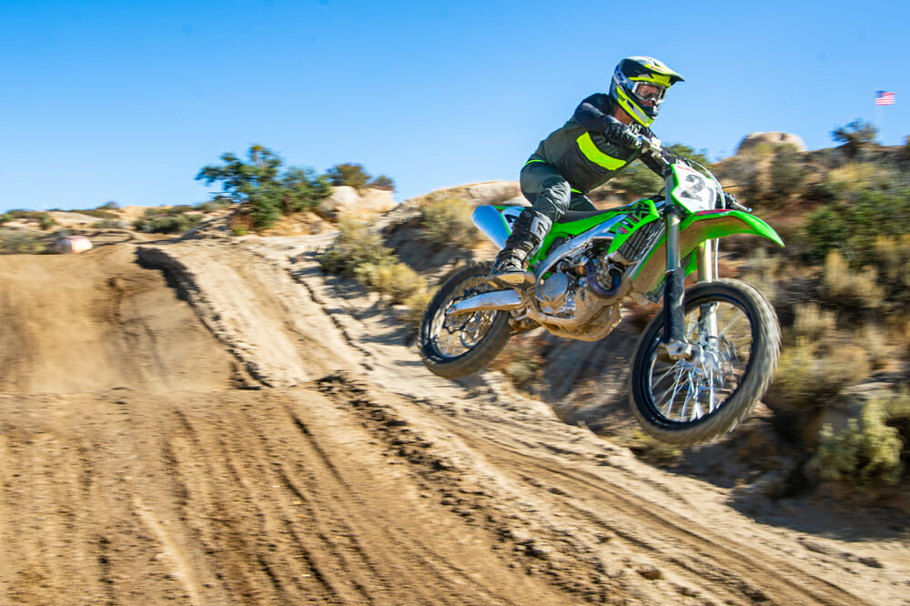 2021 Kawasaki KX450 on motorcross track