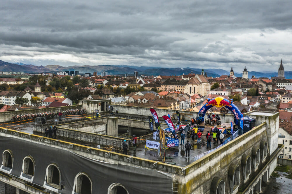 Finish line of Red Bull Romaniacs in Sibiu, Romania on October 31, 2020.