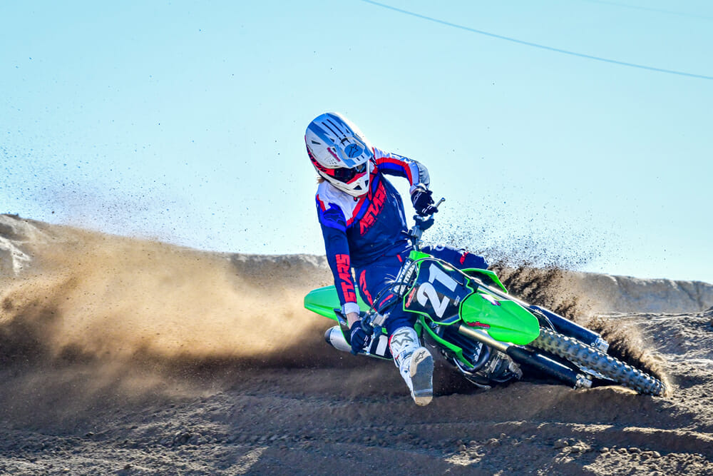 2021 Kawasaki KX250 cornering