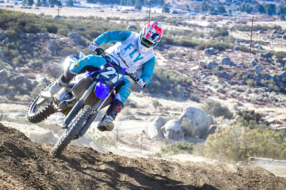 2021 Yamaha YZ250F landing a jump
