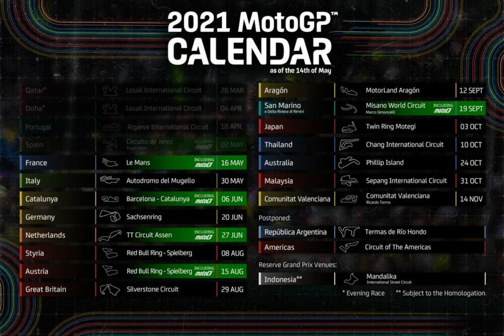 2021 MotoGP Schedule (Updated) - Cycle News