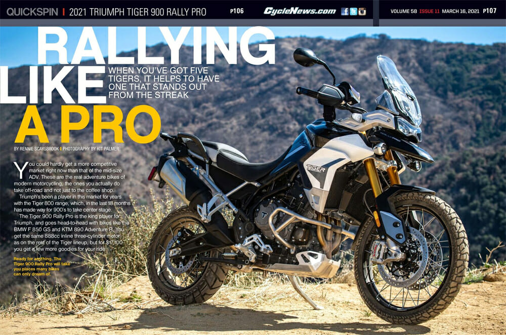 Cycle News 2021 Triumph Tiger 900 Rally Pro Review
