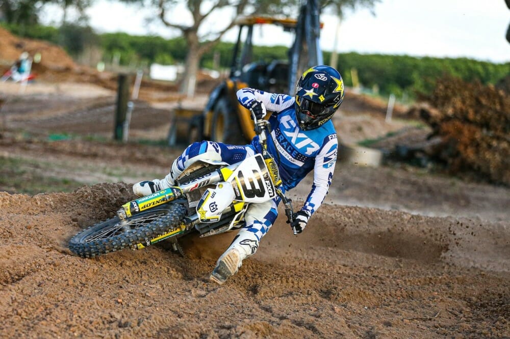 Mike Brown wearing FXR Racing Revo Flow Gear