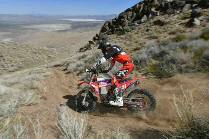 Zane Roberts led a Beta 1-2 sweep at the AMA West Hare Scrambles opener. Photo: Mark Kariya