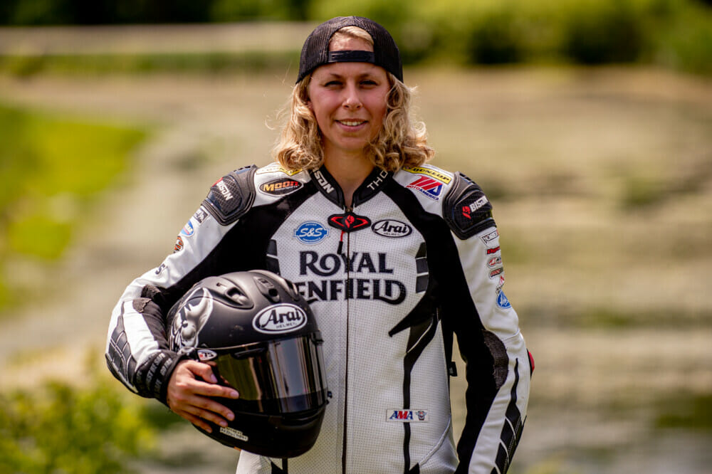 Royal Enfield 2021 Build Train Race Road Racing - Trisha Dahl portrait
