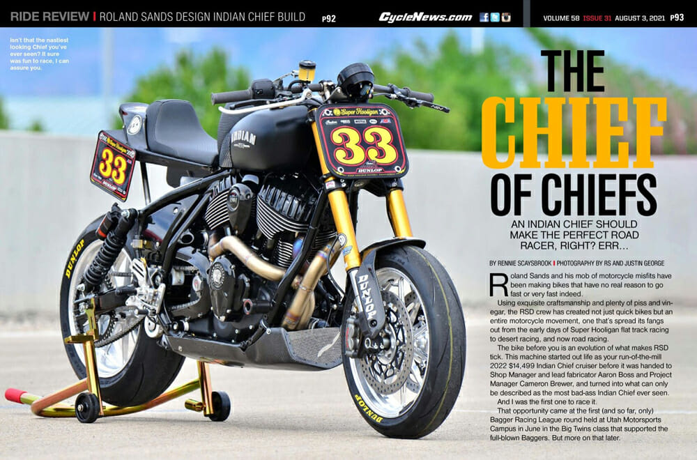 Roland Sands Design Indian Chief Build in Cycle News Magazine
