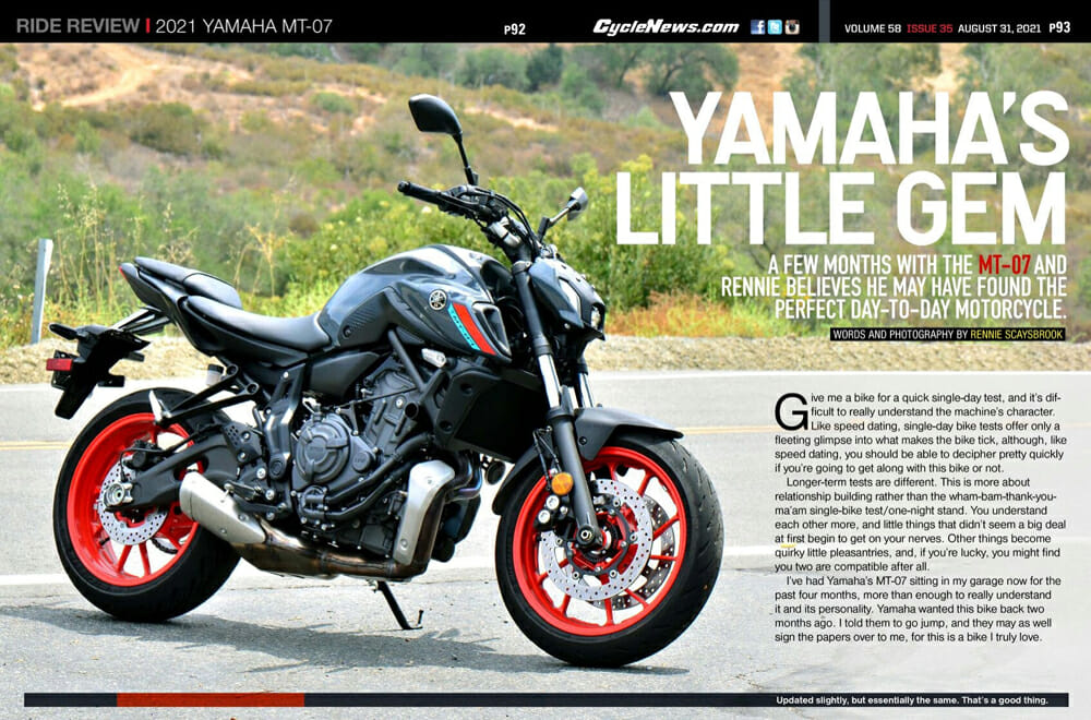 Cycle News 2021 Yamaha MT-07 Review
