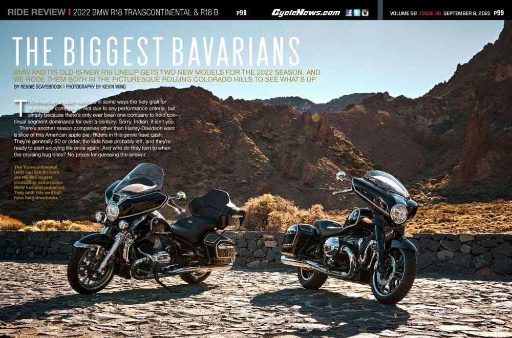 Cycle News 2022 BMW R 18 Transcontinental and R 18 B Review