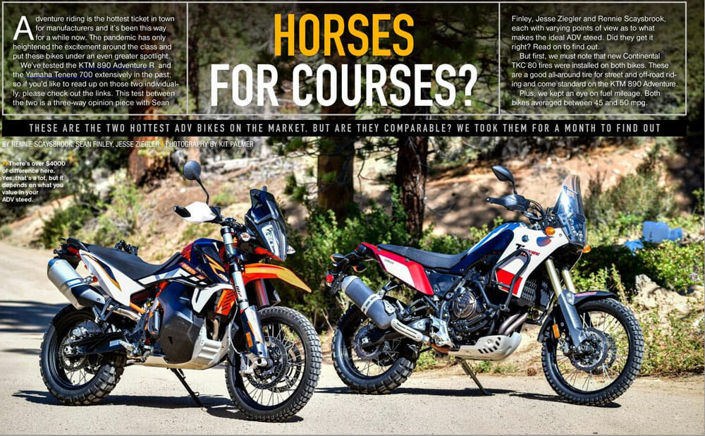 Cycle News Yamaha Tenere 700 vs KTM 890 Adventure R Comparison