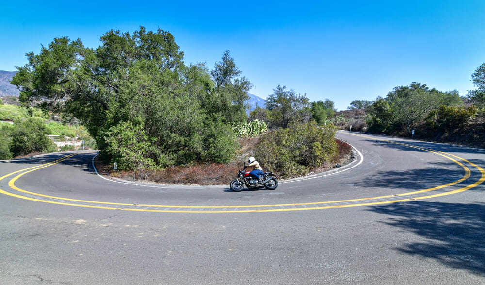 2022 Triumph Speed Twin hairpin cornering