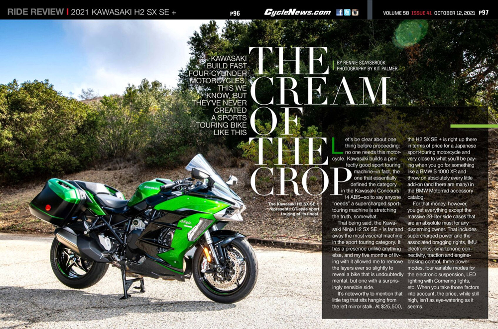 Cycle News Review 2021 Kawasaki H2 SX SE +