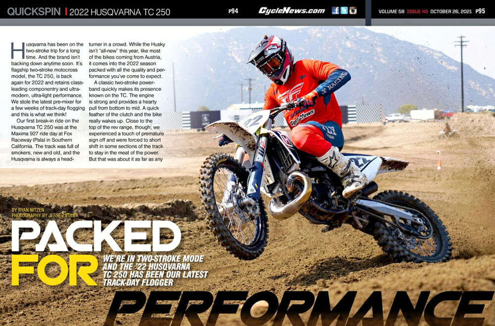 Cycle News 2022 Husqvarna TC 250 Review