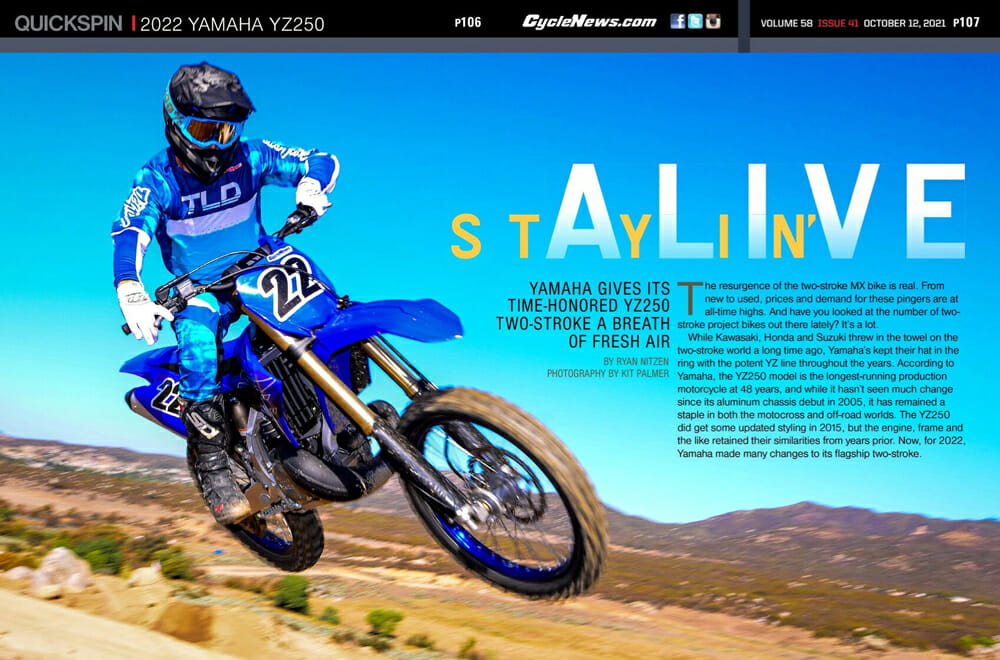Cycle News 2022 Yamaha YZ250 Review