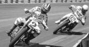 Ted Boody leading Rodney Farris at the 1986 Indy Mile.