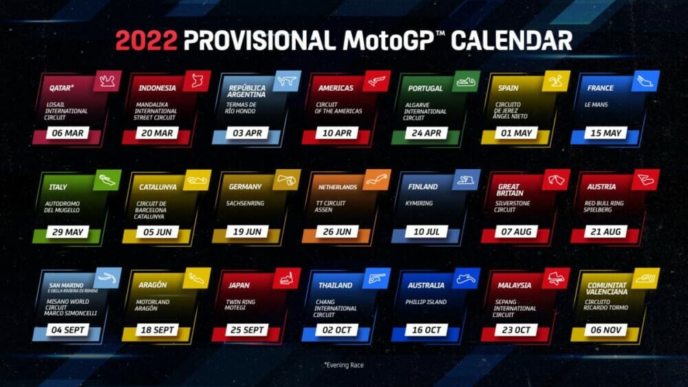 2022 MotoGP Calendar (Updated) Cycle News