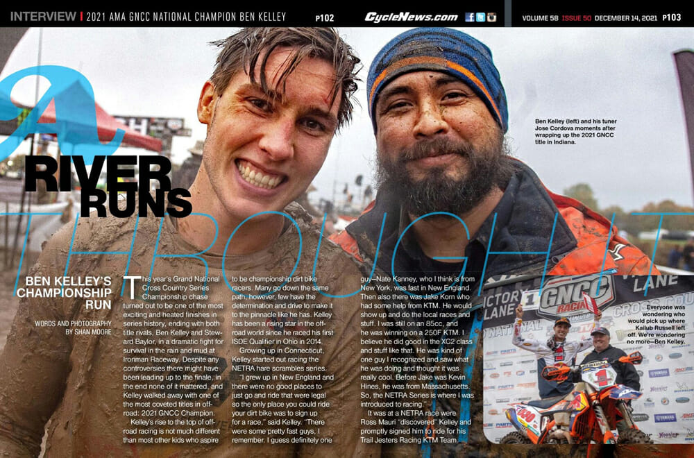 Cycle News Magazine 2021 AMA GNCC National Champion Ben Kelley Interview