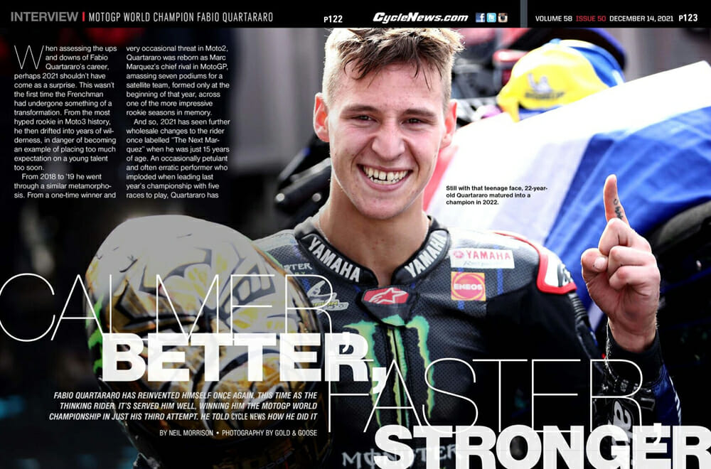 Cycle News interview 2021 MotoGP World Champion Fabio Quartararo