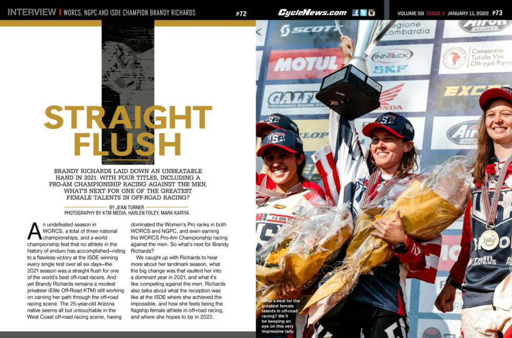 Cycle News Magazine Interviews WORCS, NGPC and ISDE Champion Brandy Richards