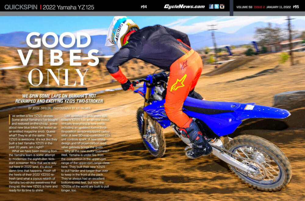 Cycle News Magazine Review 2022 Yamaha YZ125